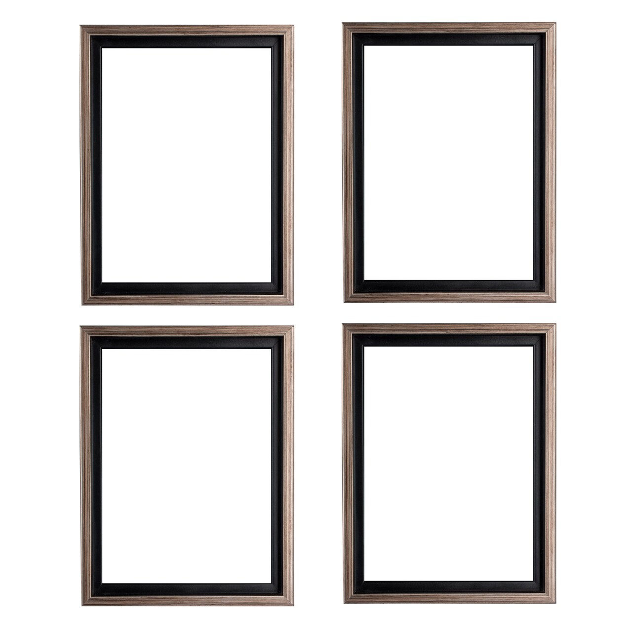 Creative Mark Illusions Floater Frame For 3/4" Deep Canvases - Black w/ Antique Silver Edge - Set of 4 - Ideal for Galleries & Home Decor - Wood Float Frame for Canvas Paintings - w/ Hanging Hardware
